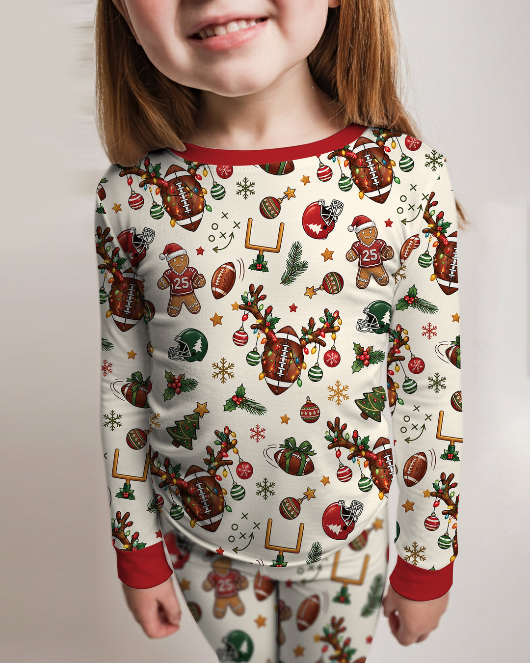 Football Christmas Merry Kickmas Bamboo Two Piece Long Sleeve Pajama Set