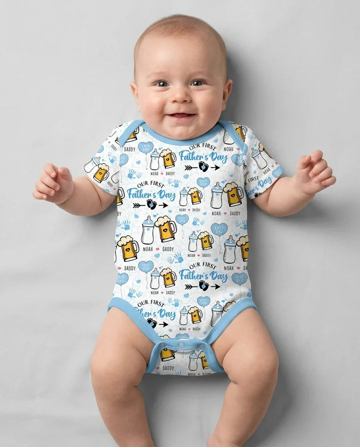 Custom Name First Father's Day Drink Bamboo Bodysuit
