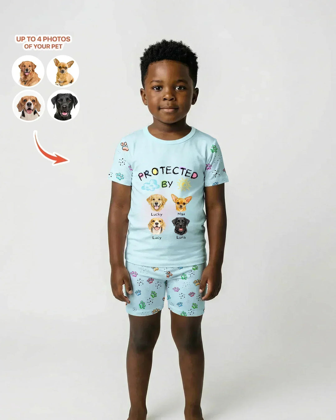 Zweiteiliges Pyjama-Set mit kurzen Ärmeln und Shorts im Sommer-Design