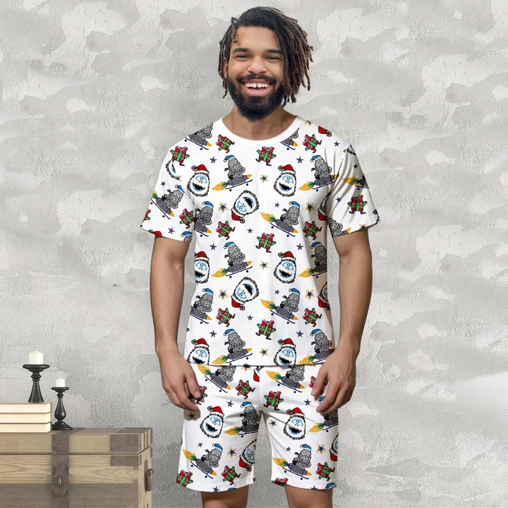 White Monster Bamboo Outfit for Men – Playful and Comfy , White Monster Bamboo Outfit for Men – Playful and Comfy - Men / Long Pajama / XS