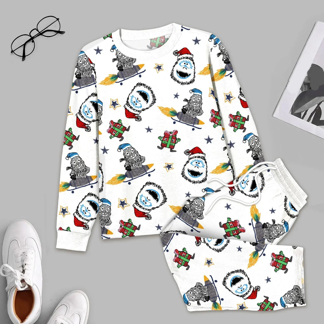 White Monster Bamboo Outfit for Men – Playful and Comfy , White Monster Bamboo Outfit for Men – Playful and Comfy - Men / Long Pajama / XS