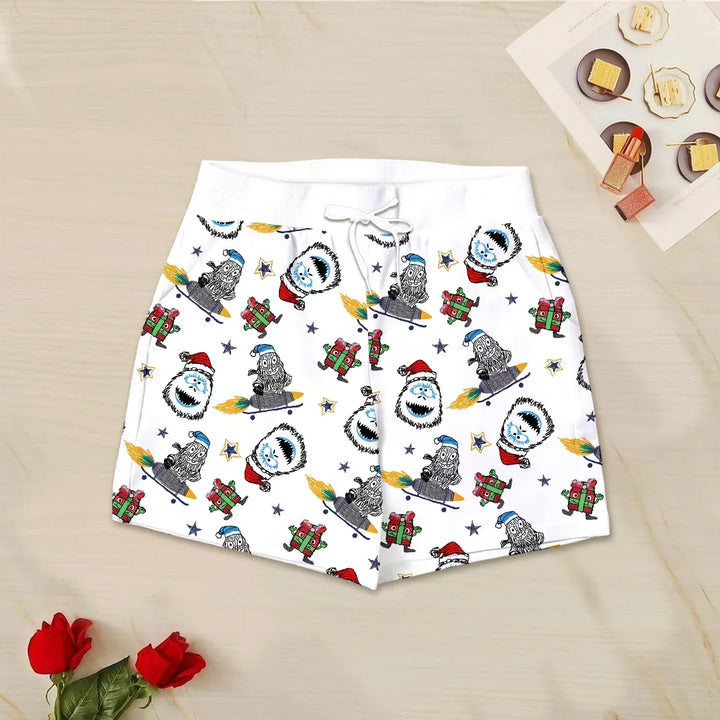 White Monster Bamboo Outfit for Women – Bold and Cozy , White Monster Bamboo Outfit for Women – Bold and Cozy - Women / Short Pants / S