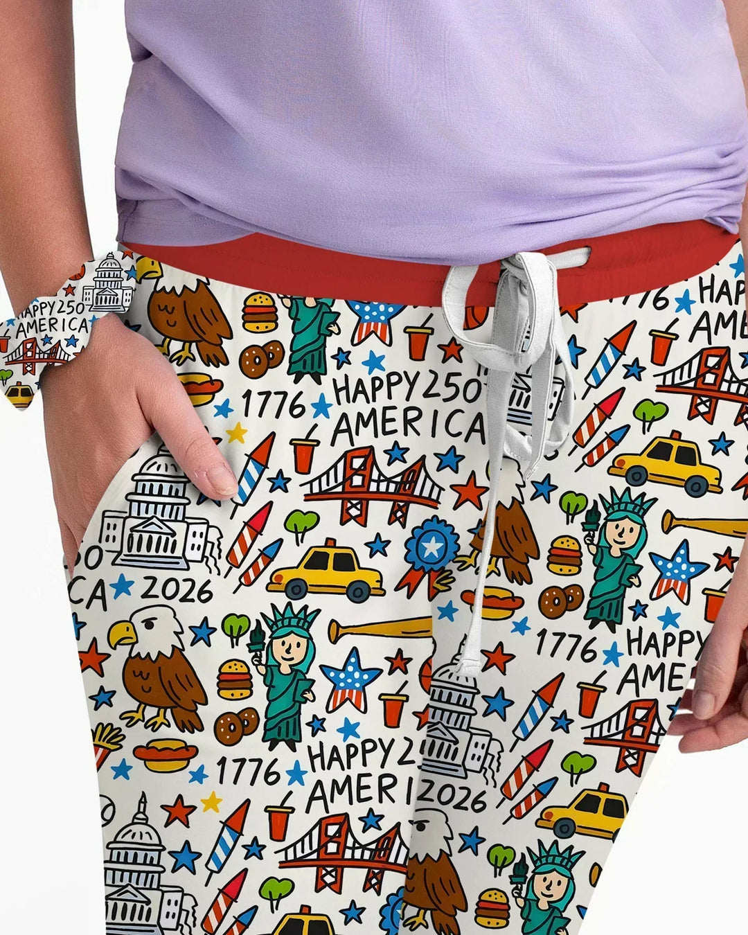 Doodle America 250. Jubiläum Familien-Bambus-Pyjama-Set für Damen