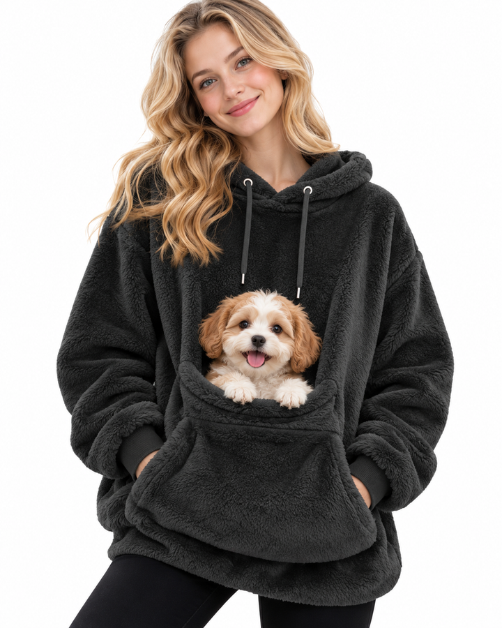 Oversized Pet Carrier Hoodie with Kangaroo Pocket