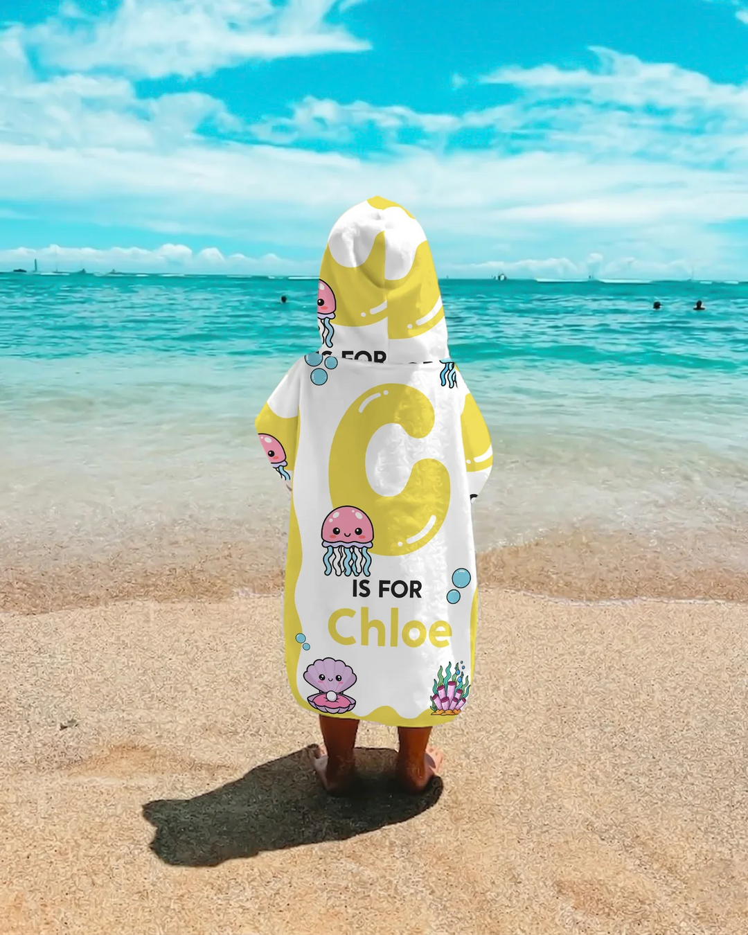 Personalisierter übergroßer Bambus-Schwimmponcho mit Ozeanmotiv