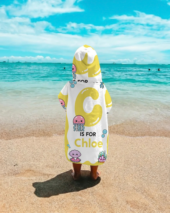 Personalisierter übergroßer Bambus-Schwimmponcho mit Ozeanmotiv