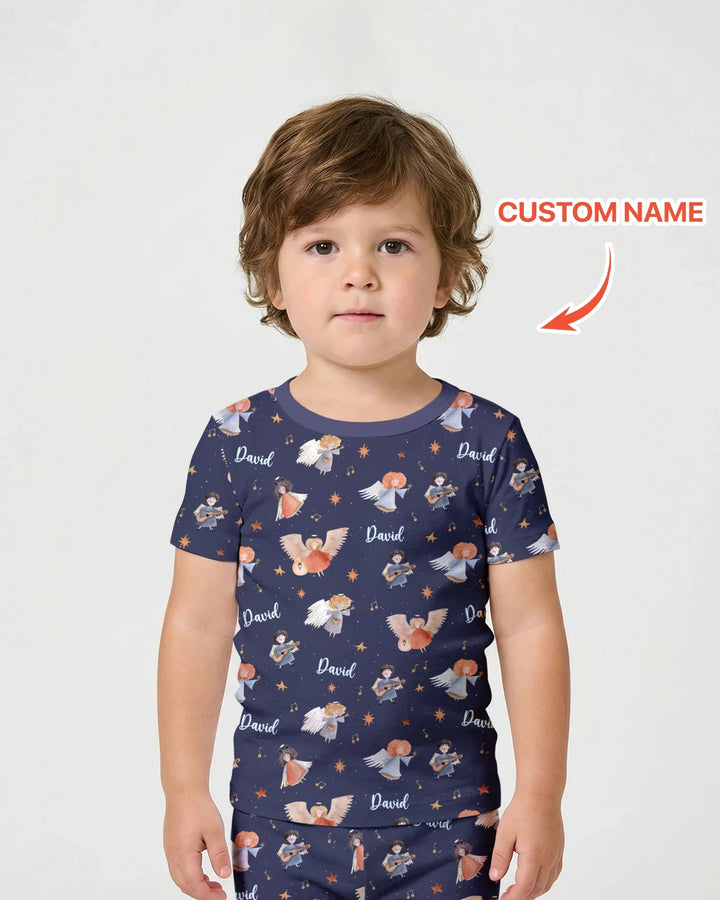 Guardian Angels Custom Name Bamboo Two Piece Short Sleeve Shorts Pajama Set