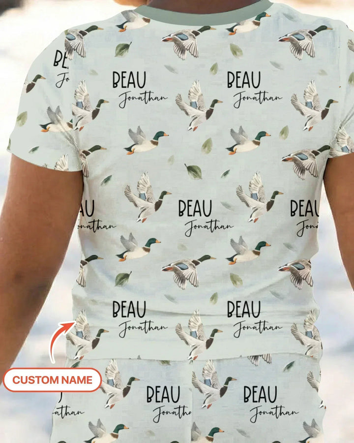 Zweiteiliges Pyjama-Set mit kurzen Ärmeln und Shorts im Sommer-Design