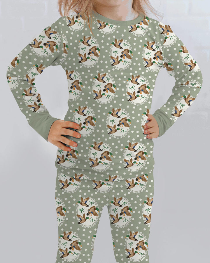 Dapper Ducks & Bows Bamboo Two Piece Long Sleeve Pajama Set