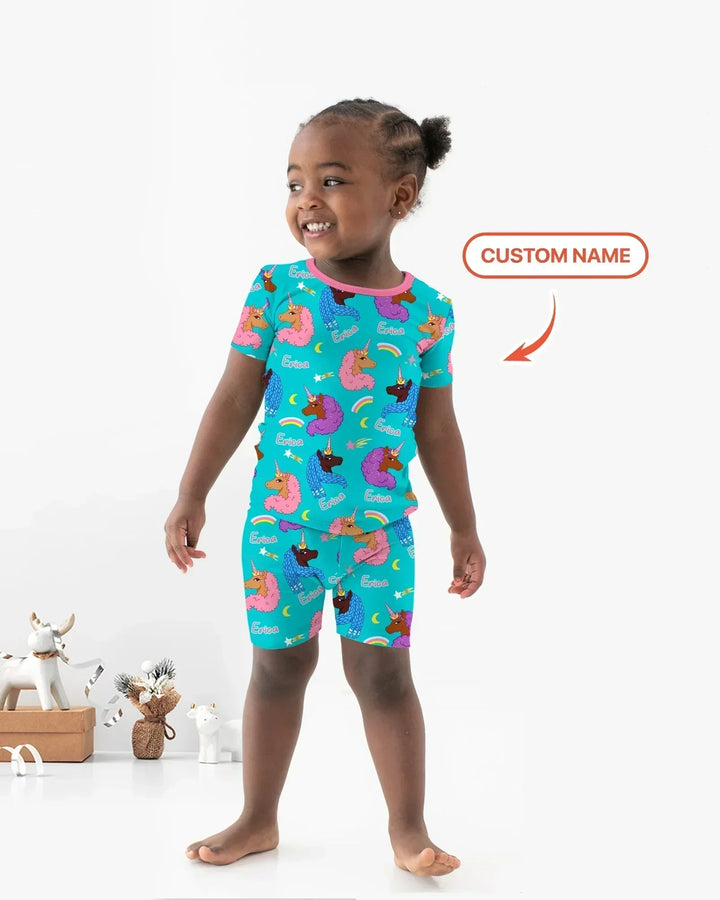 Zweiteiliges Pyjama-Set mit kurzen Ärmeln und Shorts im Sommer-Design