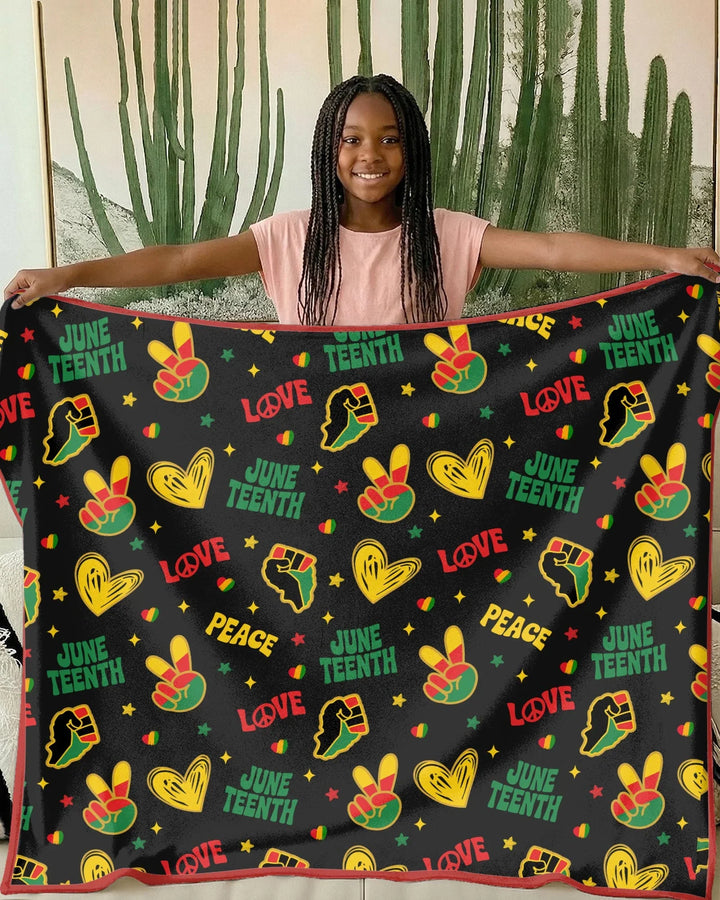 Peace Love Juneteenth Bamboo Blanket