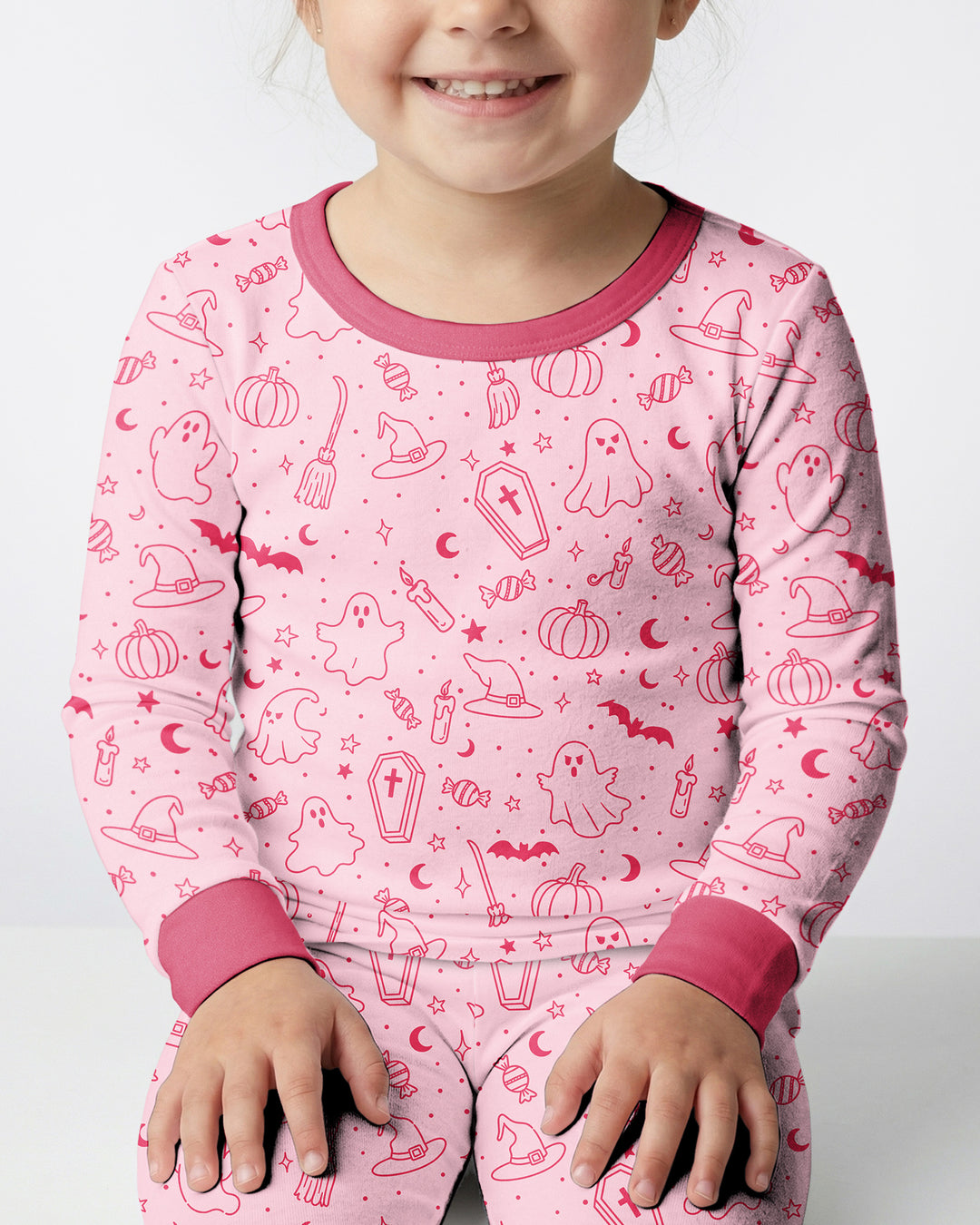 Cute Aesthetic Spooky Halloween Boo Bamboo Two Piece Long Sleeve Pajama Set