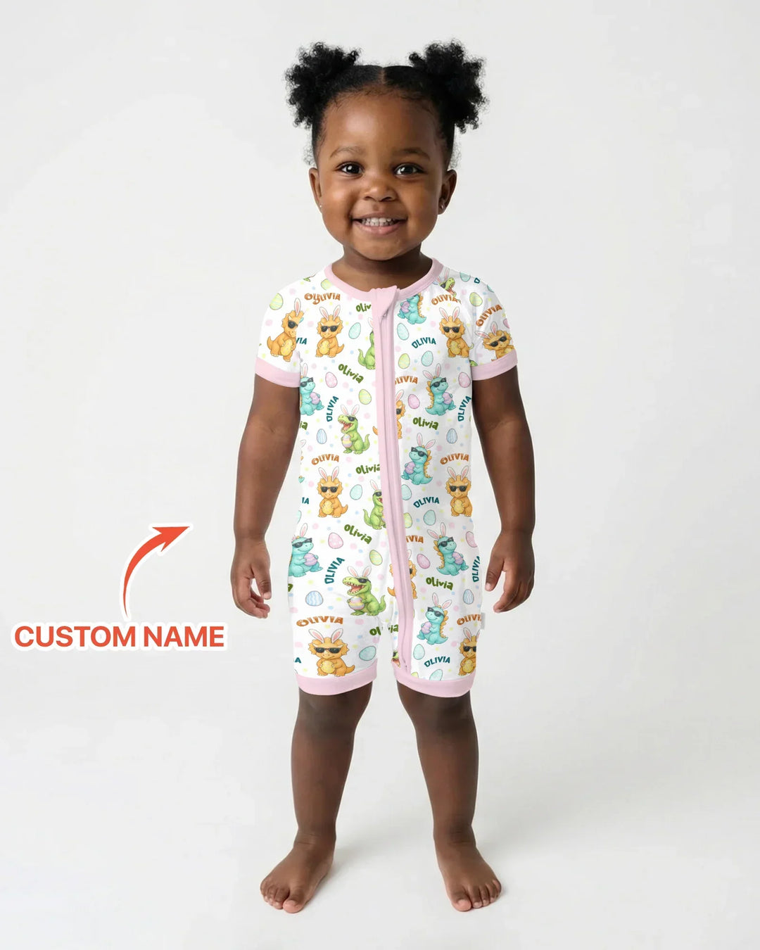 Custom Name Dinosaur on the Hunt Bamboo Shorty Zippy