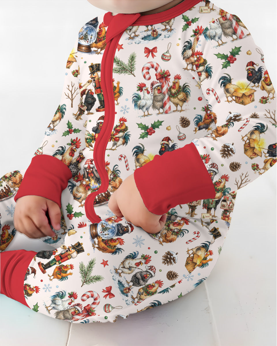 Funny Roosters On Christmas Bamboo Convertible Zippy