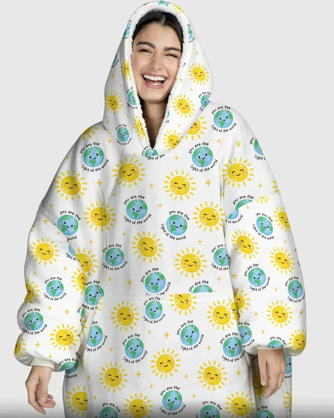 Matthäus 5,14 Licht der Welt Tragbarer Bambus-Decken-Hoodie