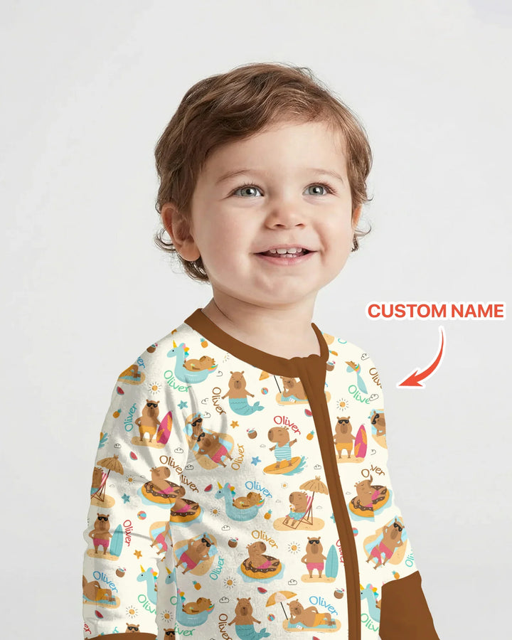 Don't Worry, Be Capy Custom Name Bamboo Convertible Zippy
