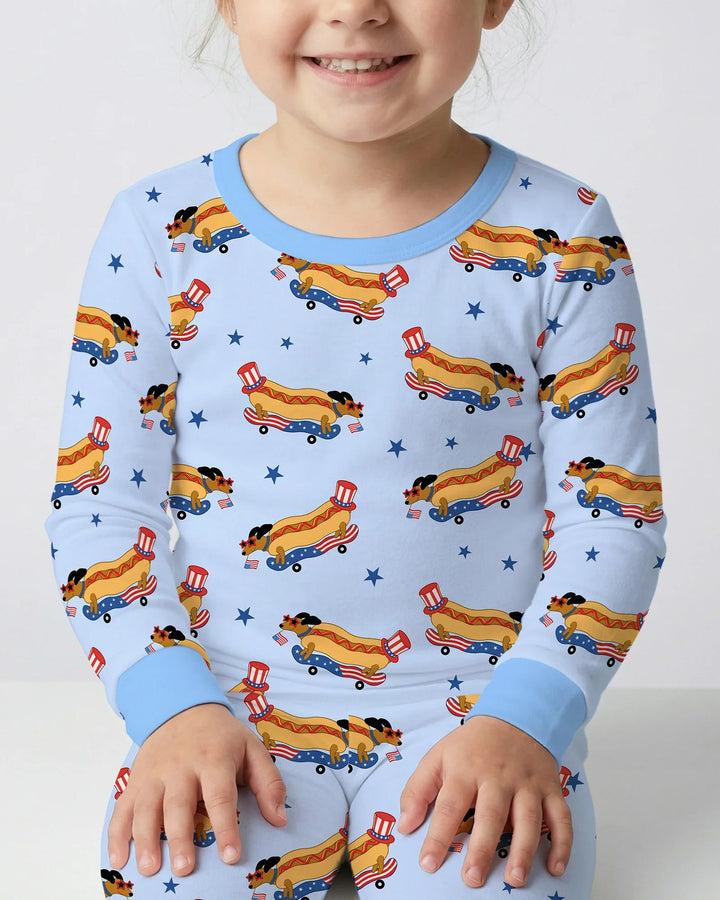 Zweiteiliges Langarm-Pyjama-Set mit Sommerfrüchten