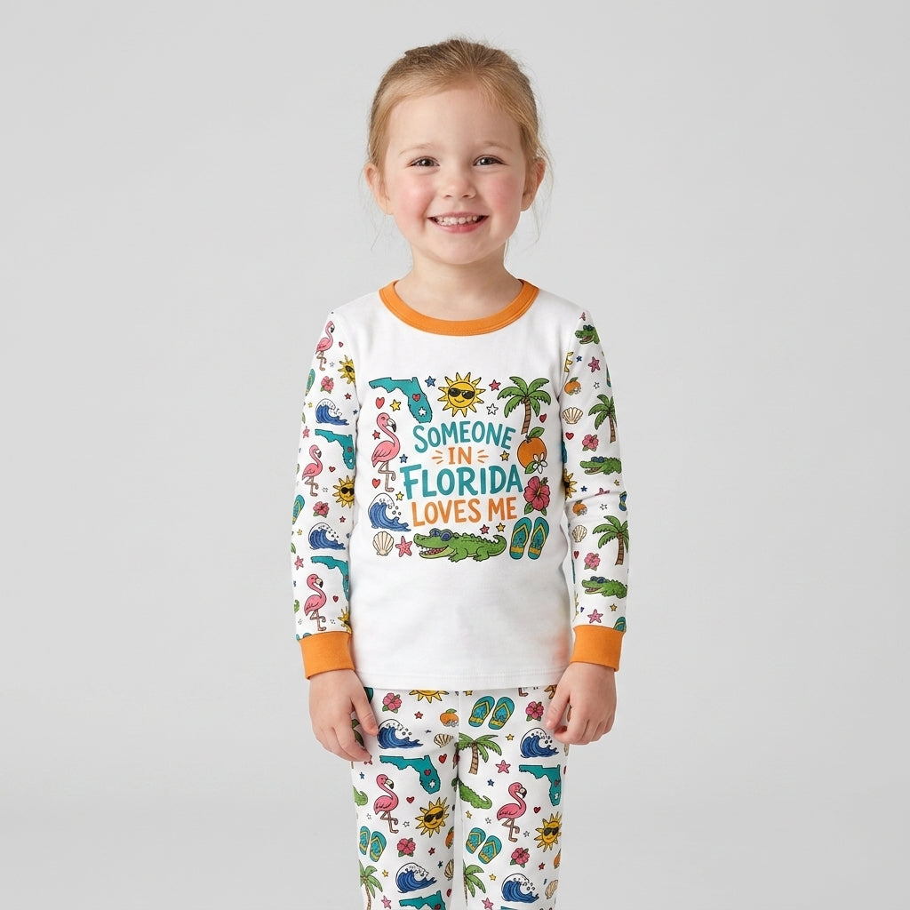 Someone in Florida Loves Me Bamboo Two Piece Long Sleeve Pajama Set - Art