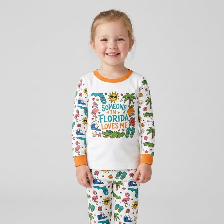 Someone in Florida Loves Me Bamboo Two Piece Long Sleeve Pajama Set - Art