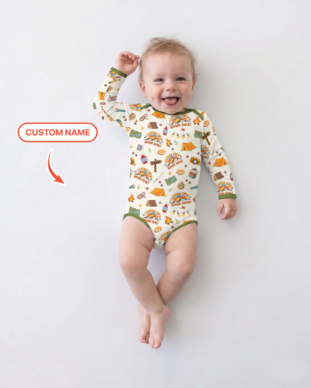 Custom Name Camping Crew Family Matching Bamboo Bodysuit