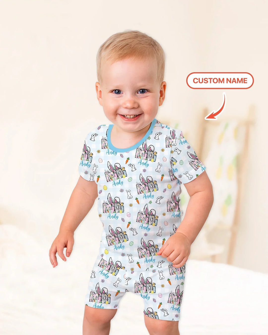 Zweiteiliges Pyjama-Set mit kurzen Ärmeln und Shorts im Sommer-Design