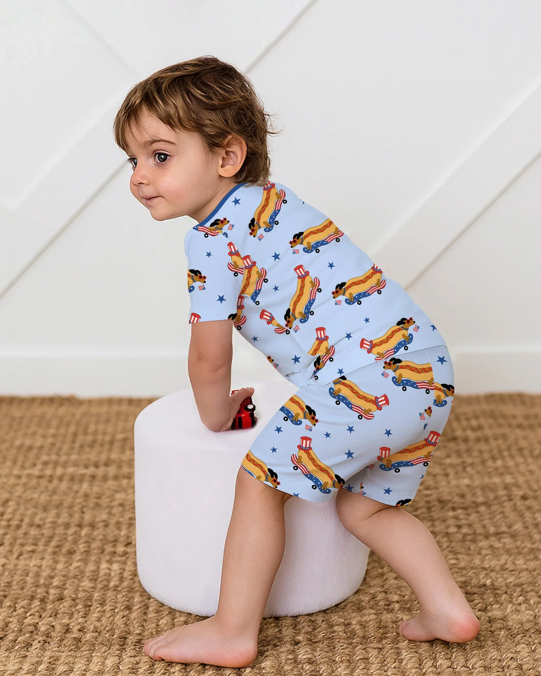 Schlafanzug-Set zweiteilig, kurze Ärmel, kurze Hose, Bambus