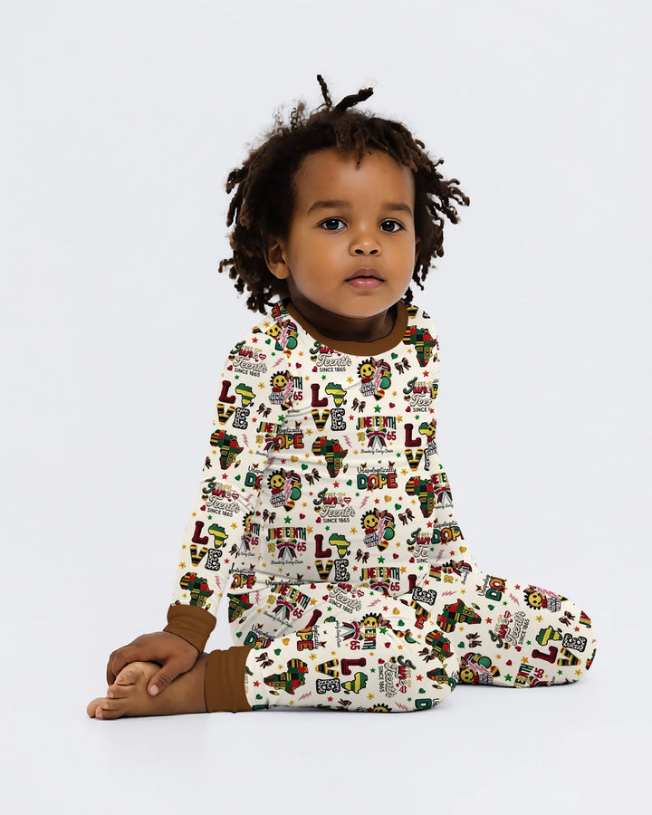 Zweiteiliges Langarm-Pyjama-Set mit Sommerfrüchten