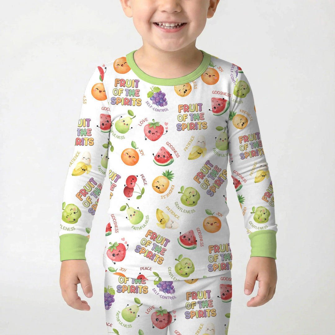Zweiteiliges Langarm-Pyjama-Set mit Sommerfrüchten