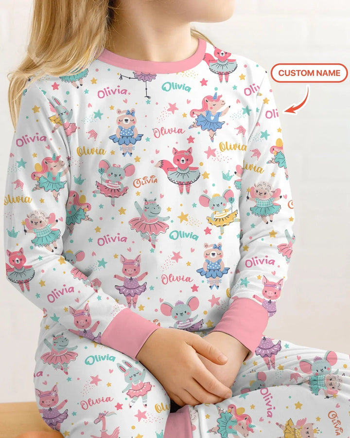 Fairy Friends Ballet Custom Name Bamboo Two Piece Long Sleeve Pajama Set