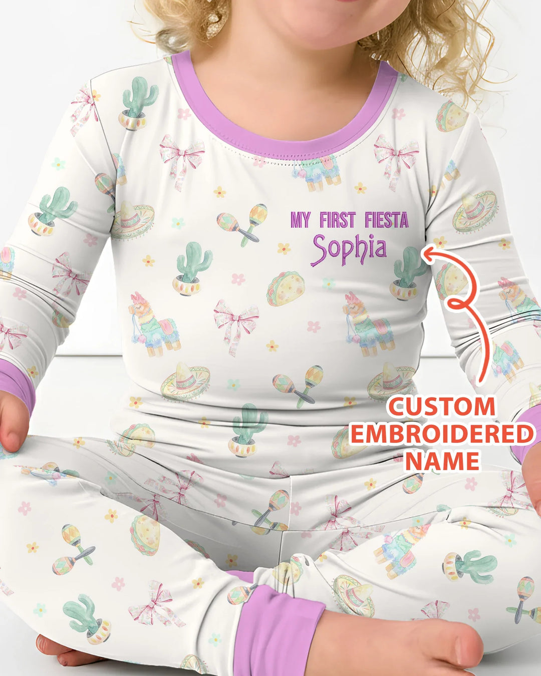 Zweiteiliges Langarm-Pyjama-Set mit Sommerfrüchten