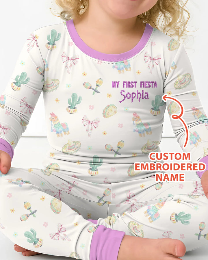 Zweiteiliges Langarm-Pyjama-Set mit Sommerfrüchten