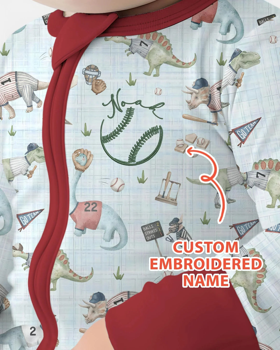 Custom Embroidered Dinosaurs Baseball  Bamboo Convertible Zippy