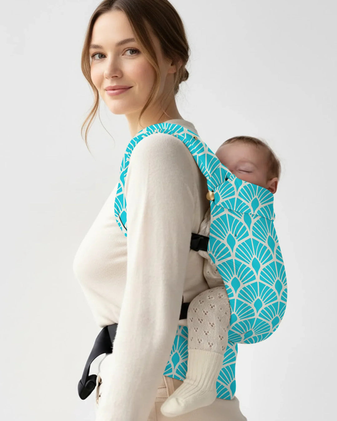Teal Art Deco Fan Baby Carrier