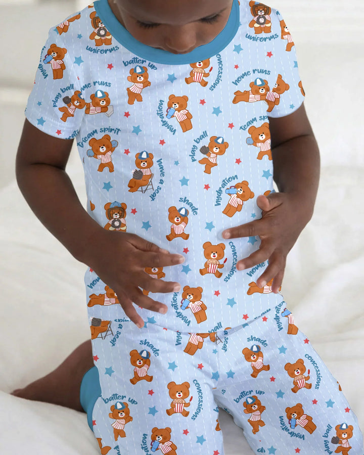 Born To Play Baseball Bamboo Two Piece Short Sleeve Pajama Set