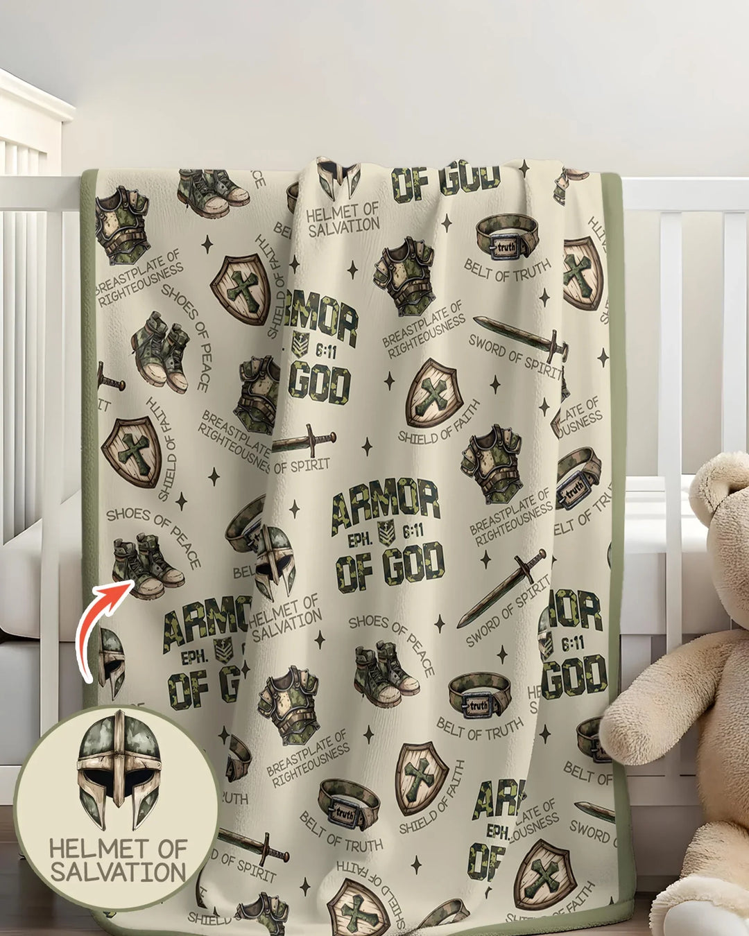 Camo Armor Of God Bamboo Blanket