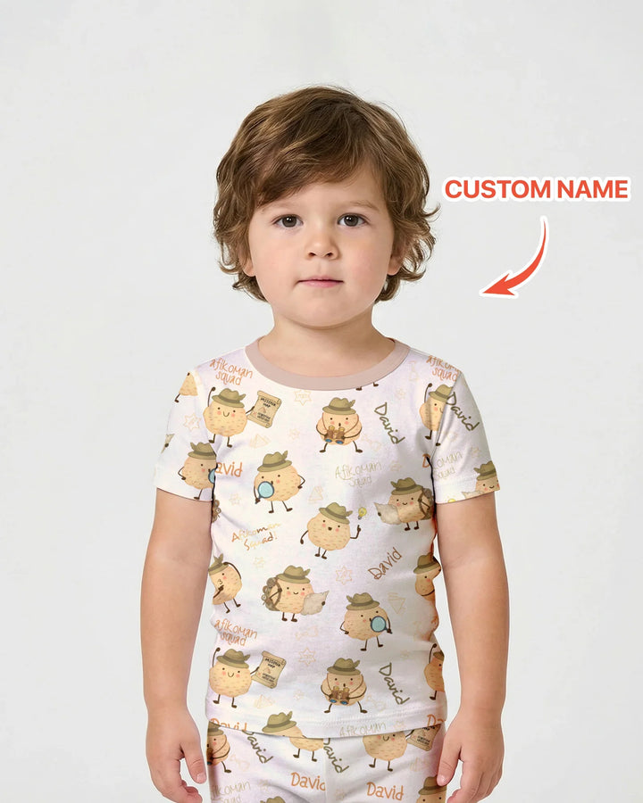 Zweiteiliges Pyjama-Set mit kurzen Ärmeln und Shorts im Sommer-Design