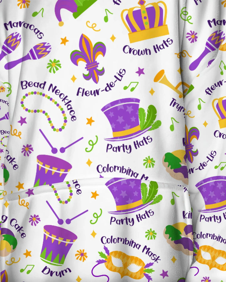Mardi Gras Familien-Partnerlook Bambus-Deckenhoodie