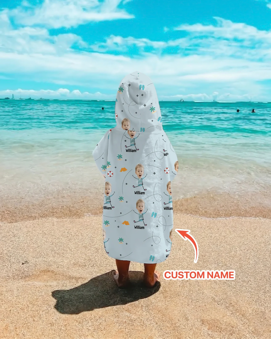 Bade-Poncho für Kinder aus Bambus mit individuellem Foto – Sommerspaß