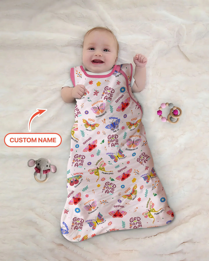 Benutzerdefinierter Name Gott sagt ich bin Schmetterling Bambus Schlafsack