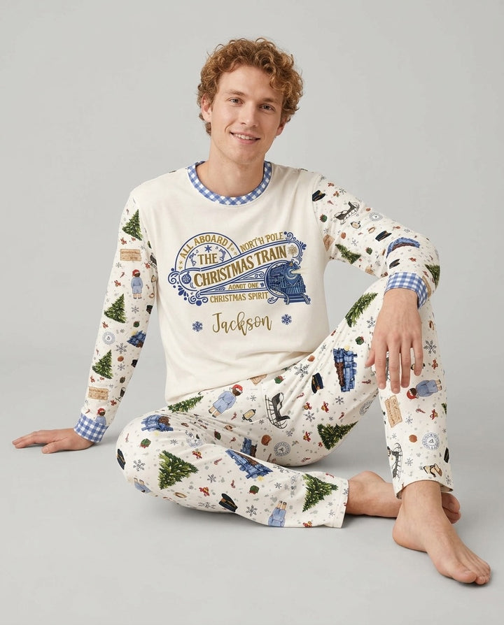 Custom Name North Pole Adventure Bamboo Men's Pajama Set