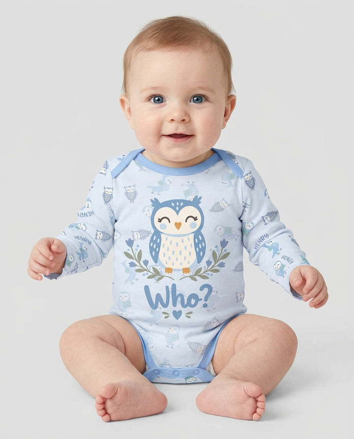 Custom Name Twin Owl Who's Who Bamboo Bodysuit