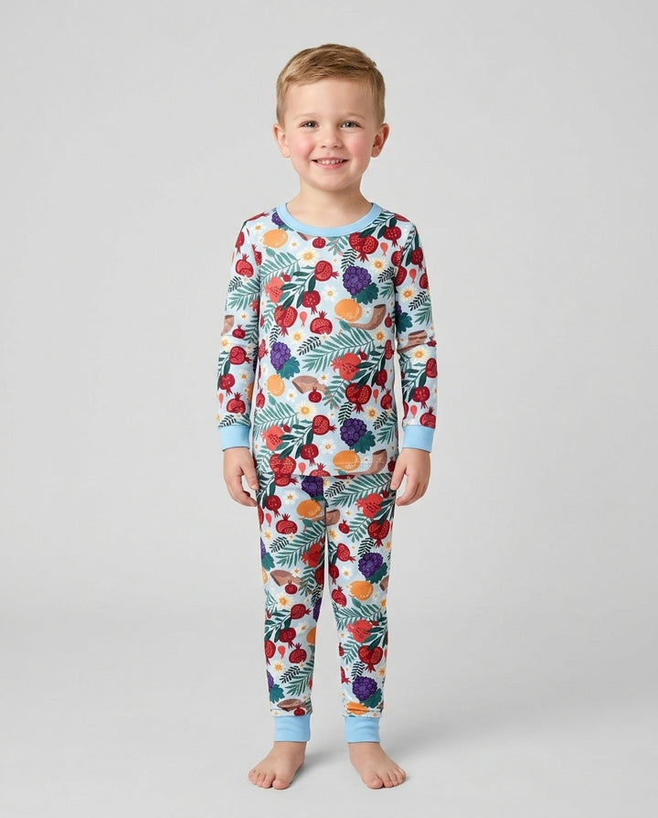 Zweiteiliges Langarm-Pyjama-Set mit Sommerfrüchten
