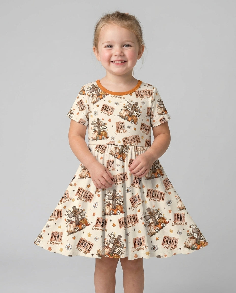 Floral Fall Give Thanks To The Lord Bamboo Twirl Dress