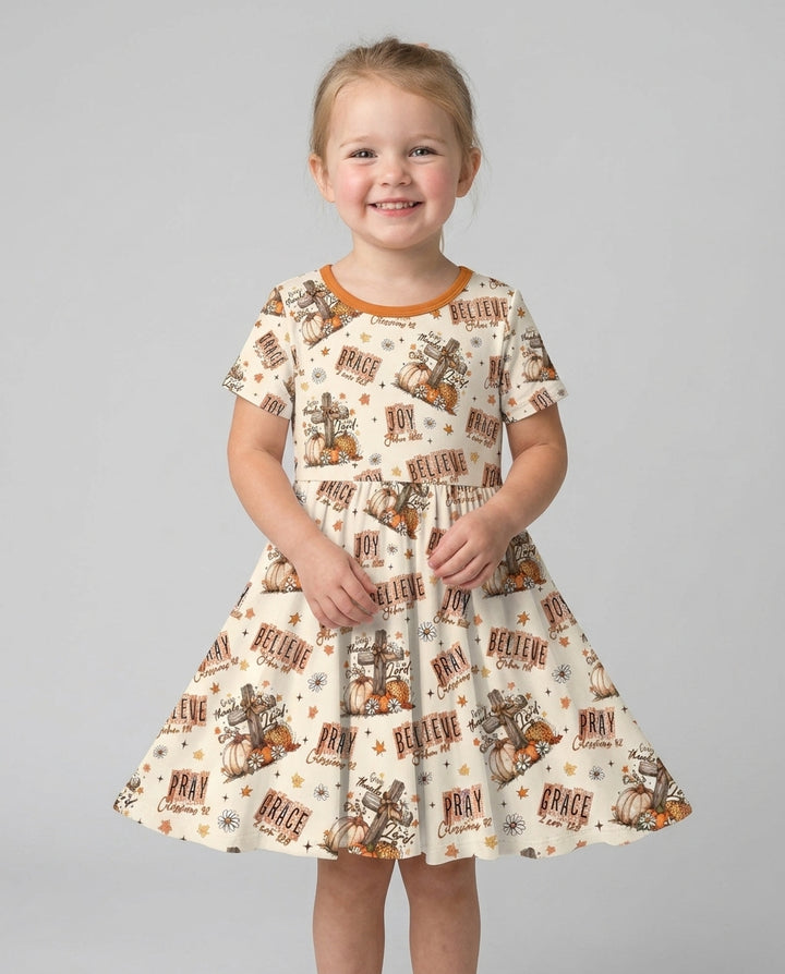 Floral Fall Give Thanks To The Lord Bamboo Twirl Dress