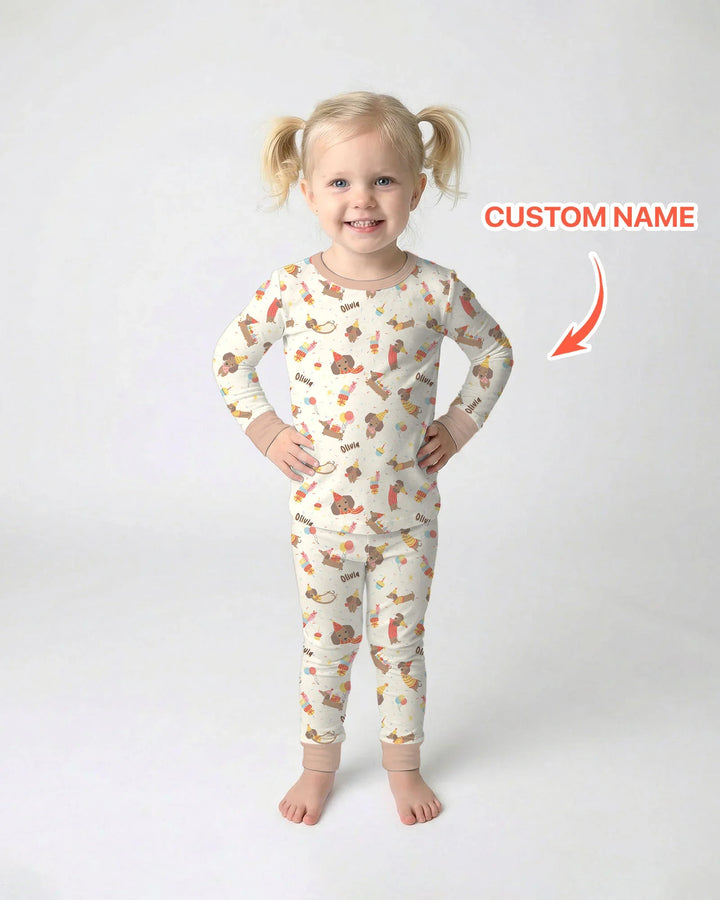 Zweiteiliges Langarm-Pyjama-Set mit Sommerfrüchten