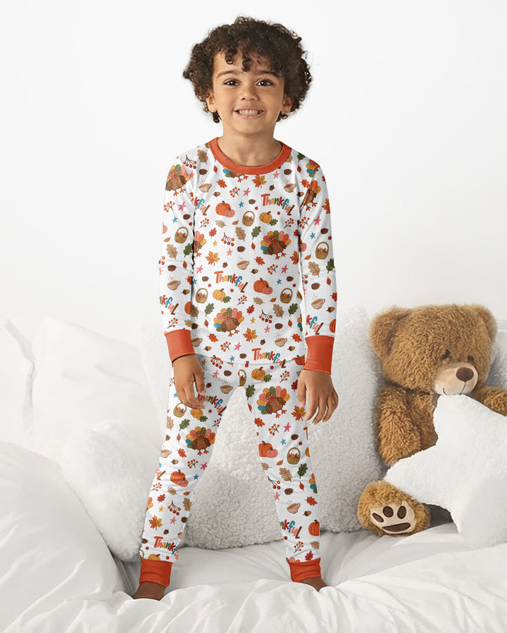 Thankful Turkey Bamboo Two Piece Long Sleeve Pajama Set