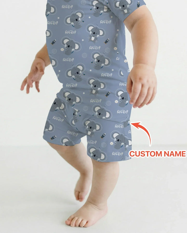 Zweiteiliges Pyjama-Set mit kurzen Ärmeln und Shorts im Sommer-Design
