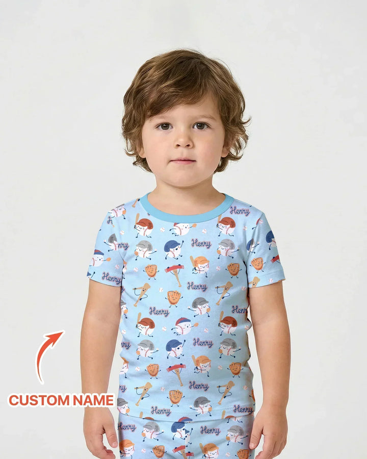Zweiteiliges Pyjama-Set mit kurzen Ärmeln und Shorts im Sommer-Design