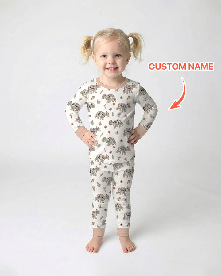 Zweiteiliges Langarm-Pyjama-Set mit Sommerfrüchten