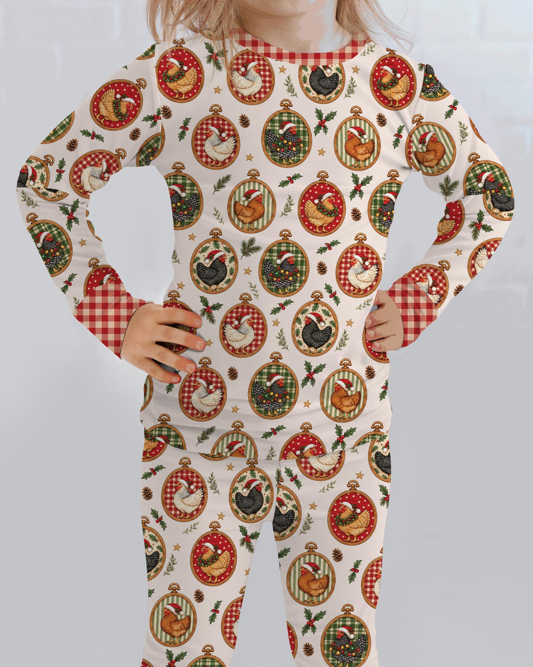 Chicken Merry Clucking Christmas Bamboo Two Piece Long Sleeve Pajama Set